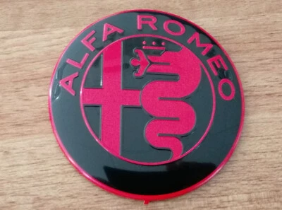 RED/BLACK Alfa Romeo GIULIA-style steering wheel emblem badge logo 40mm - Image 1 of 4