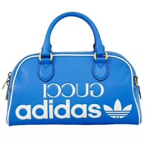 GUCCI x Adidas 727558 Blue Logo Duffle Bag Collaboration Strap Zip COLLECTOR - Picture 1 of 23