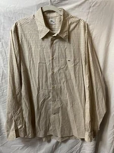 Lacoste Button Down Long Sleeve Shirt Plaid Mens Size 44 XL - Picture 1 of 5