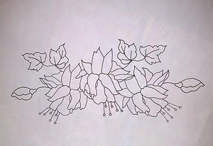 Embroidery printed to embroider Pillow cases Flowers Fuchsia White Cotton CSOO84 - Picture 1 of 2