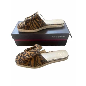 Vince Camuto Shoes Womens 8.5 JINANNIE Summer Sandals Slides Brown Black Beachy - Picture 1 of 8