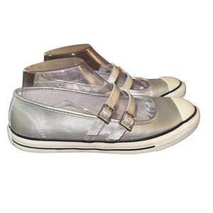 Converse Dainty Mary Jane Slip Strap Shoes Womens Silver Metallic Leather - Picture 1 of 6