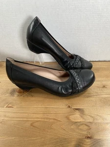 Abeo Shoes Women’s 10M Nellie Black Leather Low Heels Studded Comfort - Picture 1 of 6