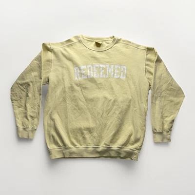 Sudadera Confort Colores 30A Canjeada Para Hombre L Amarilla Fe Religiosa Pullover Foto 1 de 4