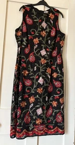 M&S Per Una Black Mix Paisley Embroidered Lace Fully Lined Shift Dress UK18 L44" - Picture 1 of 6