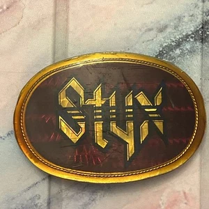 Fibbia per cintura STYX 1977 Pacifica marrone prisma oro vintage - Foto 1 di 4
