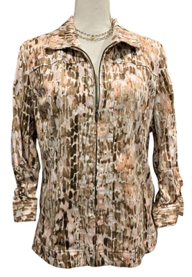 Chaqueta Chicos talla 2 se adapta a 10/12 con estampado de piel de serpiente sin forro rosa marrón mangas acanaladas Foto 1 de 4