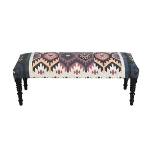 Melody Southwest Bohemian Red/Multi-Color Indoor Bench - Picture 1 of 3