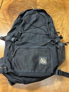 Vtg 90s Eddie Bauer Backpack Black Canvas Multi Pocket Travel Collage Hiking - Picture 1 of 8