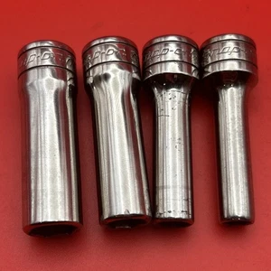 4 PC Snap On 3/8” Drive 6 POINT Deep Socket SFS081 SFS101 SFS121 SFS141 - Picture 1 of 4