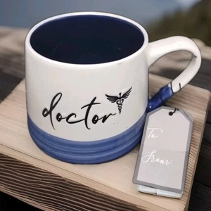 Sheffield Home Doctor Gift Mug Ceramic  White Blue Speckled Large 4in Tall - Picture 1 of 4
