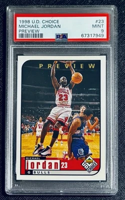 1998 MICHAEL JORDAN ВЕРХНЯЯ ПАЛУБА ВЫБОР #23 ПРЕДВАРИТЕЛЬНЫЙ ПРОСМОТР PSA 9 НОВОМ - Изображение 1 из 2
