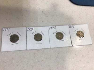 4- THREE CENT NICKELS 1871-1874-FREE SHIPPPING - Image 1 of 4