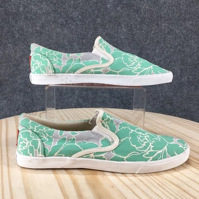 Bucketfeet 鞋女式 10 Blossom 一脚蹬休闲运动鞋绿色花卉休闲 — 第 1/4 张图片