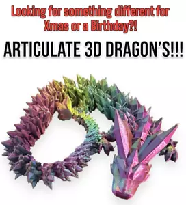 3D articulated Dragon, Fantasy Desk Decor , Collectible Mythical Creature - Picture 1 of 7