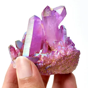 1PC Plating Purple Amethyst Natural Crystal Quartz Cluster Mineral Healing Reiki - Picture 1 of 9