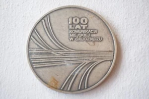 1896 - 1996 Grudziadz Polen Busbahn Hundertjahrfeier Medaille Railwayana - Bild 1 von 2