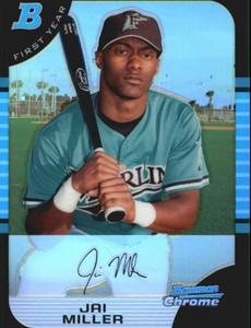 2005 Bowman Chrome Refractors Florida Marlins Baseball Card #189 Jai Miller