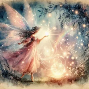 FAIRY DUST #3 Ephemeral Faerie & Floral - 8x8 Cotton Print Fabric Block - Picture 1 of 1
