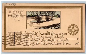 c1910's Happy Birthday Grüße Kunsthandwerk verschickt antike Postkarte - Bild 1 von 2