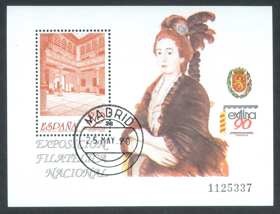 ESPAÑA 1990 - EXFILNA 90 - HOJA BLOQUE  EDIFIL 3012 - MATASELLOS PRIMER DÍA - Imagen 1 de 1