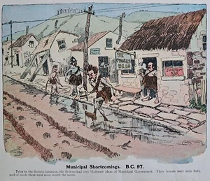 1905 antique comic print. Ancient potholes on roads. Arthur Moreland artist. - Bild 1 von 7