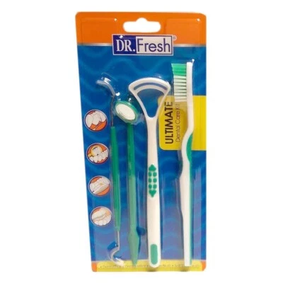 Dental Care Travel Kit 4 Pcs Orthodontic Pick, Tongue Cleaner, Mirror Toothbrush - Imagem 1 de 2