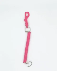 Heavy Duty Retractable Spring Coil Spiral Keychain Keyring PINK - Picture 1 of 1