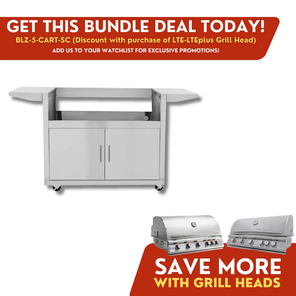 Blaze Freestanding Grill with Lights (BLZ-5LTE2-NG-BLZ-5-CART-SC) 40in Propane