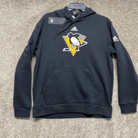 Pittsburg Penguins Sweatshirt Mens Small Black Hoodie Pullover Adidas NHL Cover