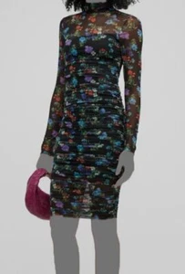 $495 Alice + Olivia Women's Black Delora Mock Neck Long-Sleeve Dress Size 0 - Picture 1 of 4