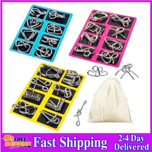 Metal Wire Puzzle Set of 24 with Pouch,Brain Teaser IQ Test Trick Toy for Party - Picture 1 of 8
