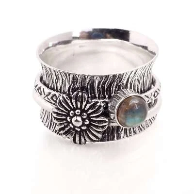 Placcato Argento Spinner Anello Handmade Gioielli Regalo Per Donna Misura Ci 7.5 - Immagine 1 di 3