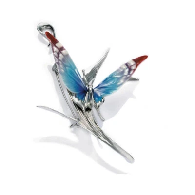 NUEVO EN CAJA BROCHE COLGANTE BROCHE MARIPOSA AZUL PORCELANA FRANZ Foto 1 de 4