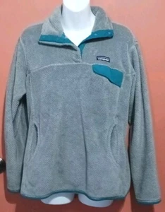 Patagonia Grey Teal 1/4 Snap Polar-tec Fleece Pullover Women’s Size L - Picture 1 of 17
