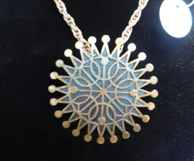 Collar de cadena de cuerda de cobre de 24" - Medallón solar con cierre de resorte - #47 marcado Foto 1 de 4