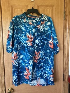 Tommy Bahama Men's XL Hawaiian Shirt Blue with Orange Accents - Pre-owned - Picture 1 of 8