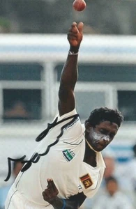 SRI LANKA CRICKET: AJANTHA MENDIS SIGNED 6x4 TEST ACTION PHOTO+COA **PROOF** - Picture 1 of 2