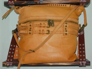 JOELLE HAWKENS CAMEL COLORED LEATHER VICTORY MODEL FOLD OVER BAG-SHOULDER~CB... - Picture 1 of 20