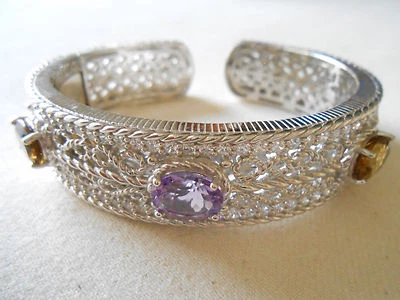 Brazalete de plata de ley Judith Ripka amatista citrino diamonique 800112 Foto 1 de 4