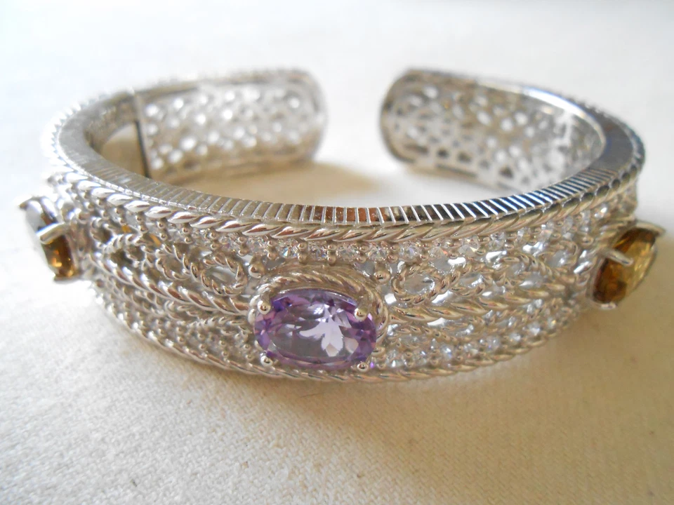 Brazalete de plata de ley Judith Ripka amatista citrino diamonique 800112 Foto 1 de 4