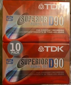 TDK Superior Normal Bias D90 Type Blank Cassette Tapes 10 Pack New/Sealed NOS-F1 - Picture 1 of 2