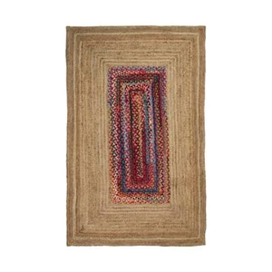 Alfombra trenzada a mano de yute natural y algodón alfombra de piso decoración sala de estar alfombras de trapo - Imagen 1 de 5