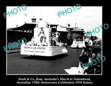 OLD POSTCARD SIZE PHOTO OF TOOTH & Co BREWERY ADVERTISING FLOAT ca1938
