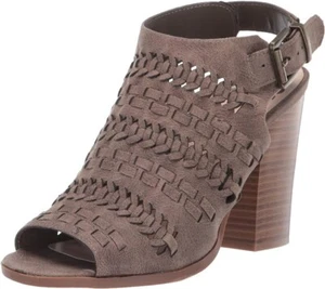 Fergalicious by Fergie Vagabond Womens Peep-Toes Slingback Block Heels 5.5 Brown - Picture 1 of 7