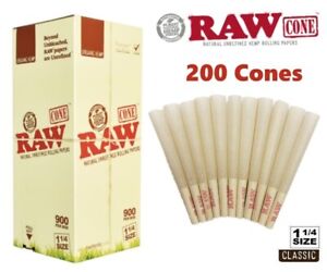 Authentic RAW Organic 1 1/4 Size Hemp Pre-Rolled Cones 200 Pack
