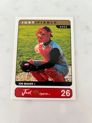 2002 Just Minors JOE MAUER Rookie Card RC JUSTIFIABLE Minnesota Twins #26 HOF MT - Image 1 of 2