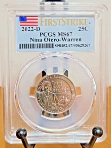 2022-D Washington Quarter Nina Otero-Warren graduación profesional MS67 First Strike #45629267 - Imagen 1 de 2