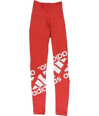 Pantalones deportivos de compresión Adidas para mujer con logotipo legging, rojo, XXS Foto 1 de 2