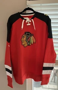 Chicago Blackhawks NHL Majestic Men's Lace-Up Sweatshirt Sz XL (Large) - Picture 1 of 16